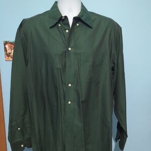 Roundtree & Yorke Dark Green Casual Button Down Shirt